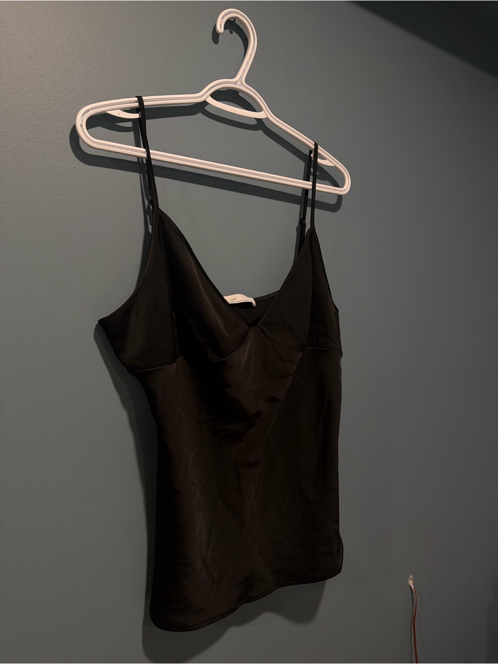 OAK + FORT Black Satin V-Neck Camisole